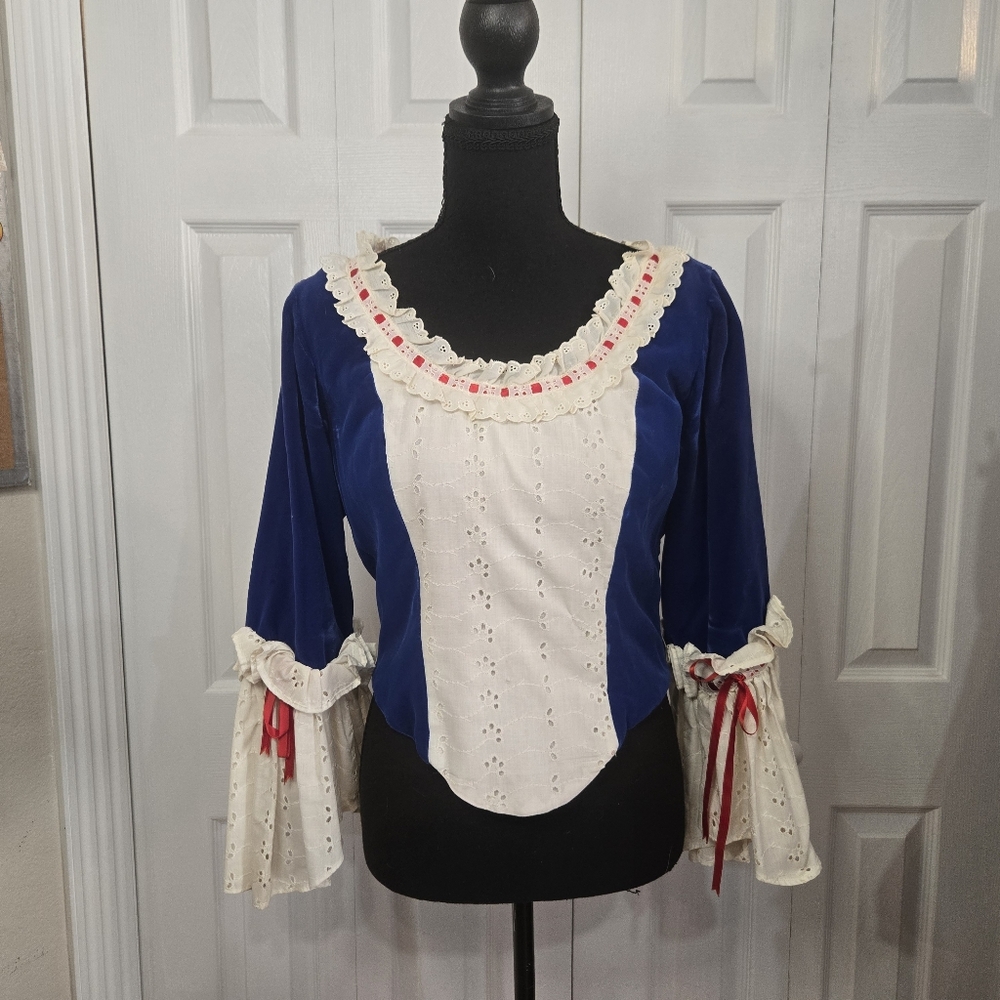 Vintage Costume Top Renaissance Victorian Prairie Cottagecore Velvet Corset Garb